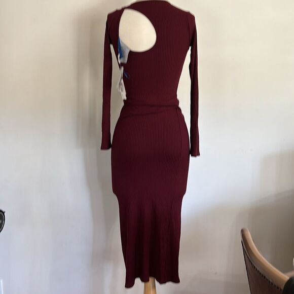 SIMON MILLER Dark Red Ribbed MIDI Dress S - Picture 3 of 9